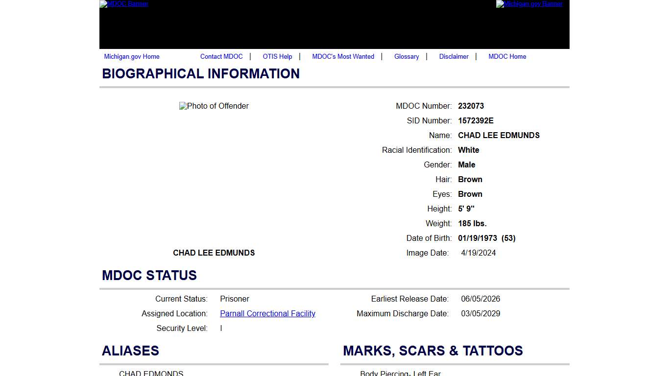 Offender Tracking Information System (OTIS) - Offender Profile
